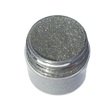 Biodegradable Plastic free Fairy Silver ultra fine glitter 0.75oz Jar top down view with lid off
