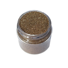 Biodegradable Plastic free copper ultra fine glitter top down view of jar with lid off