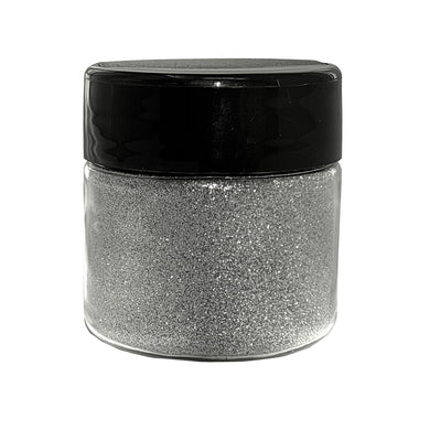 Biodegradable Plastic free Fairy Silver ultra fine glitter 0.75oz Jar front view