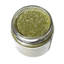 Fairy Mist Plastic-Free Biodegradable Glitter: Meadow Gold (Ultra-Fine) Top down view of glitter in jar