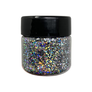 Holographic Silver Biodegradable Chunky Cosmetic Glitter 3/4 oz jar